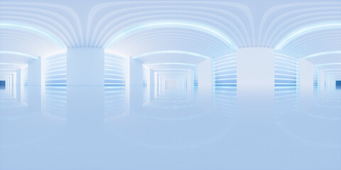 Sticker - Empty white tunnel, 3d rendering. 360-degree seamless panoramic view.