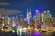 Epic skyline of New York City uptown west waterfront evening view