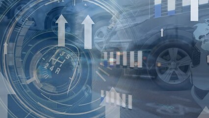 Poster - Animation of financial data processing over cars