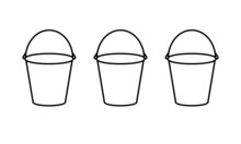 Three Buckets Outline Icon. Clipart Image Isolated On White Background