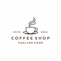 line art coffee logo, coffee shop logo design vector illustration