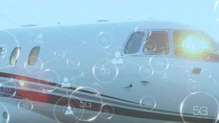 Poster - Video of digital interface and 5g text over plane