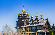 Golden Onion Domes On The Roof Of The Bell Palace In Gifhorn, Germany