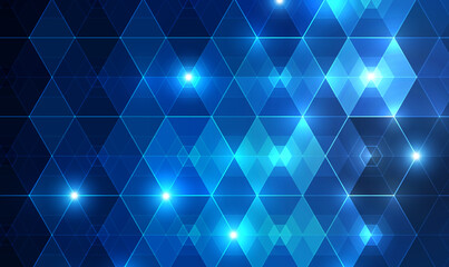 Poster - abstract blue futuristic surface hexagon pattern. digital technology background. abstract hexagons b