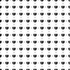 Poster - Square seamless background pattern from black broken heart symbols are different sizes and opacity. The pattern is evenly filled. Vector illustration on white background