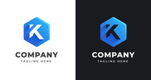 Letter K Logo Design Template With Polygonal Shape Concept Gradient Element Geometric
