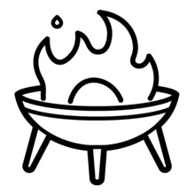 Bbq Fire Pit Flat Icon Isolated On White Background