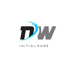 Initials NW Abstract Curved Lines Logo