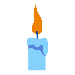 Poster - Burning blue candle semi flat color vector object. Full sized item on white. Gothic subculture. Eliminating fire hazard. Simple cartoon style illustration for web graphic design and animation