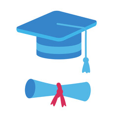 Poster - Getting graduate degree semi flat color vector object. Full sized item on white. High school diploma. Educational institution. Simple cartoon style illustration for web graphic design and animation