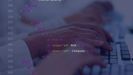 Poster - Animation of data processing over diverse business people using computer