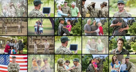 Poster - Animation of diverse male and female soldiers with families