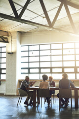 Poster - To have a great team is to have great ideas. Shot of a group of colleagues having an office meeting inside.