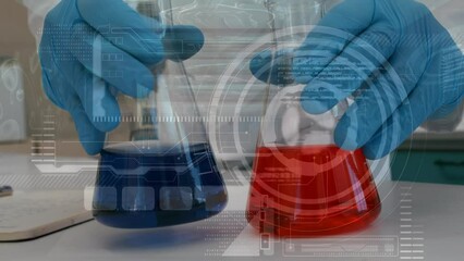 Poster - Animation of scope scanning and data processing over midsection of scientist working in lab
