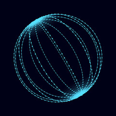 Poster - technology grid sphere. blue sphere consisting of points and lines. modern wireframe elements. vecto