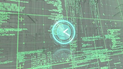 Poster - Animation of clock moving over data processing and metaverse city