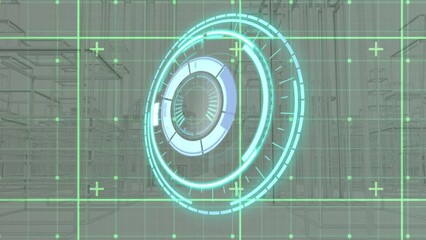 Poster - Animation of processing circle over moving metaverse city