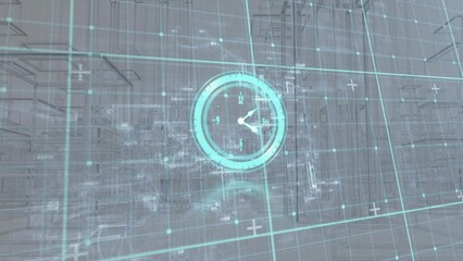 Poster - Animation of clock moving over metaverse city