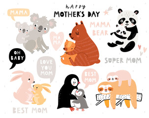 Fototapete - Mother's Day hand drawn style clipart. Vector illustration.