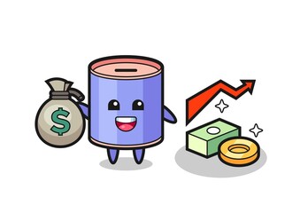 Sticker - cylinder piggy bank illustration cartoon holding money sack