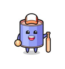 Poster - Cartoon character of cylinder piggy bank as a baseball player