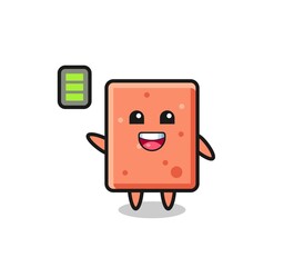 Sticker - brick mascot character with energetic gesture