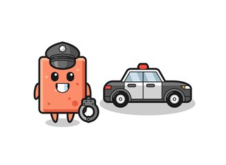 Sticker - Cartoon mascot of brick as a police