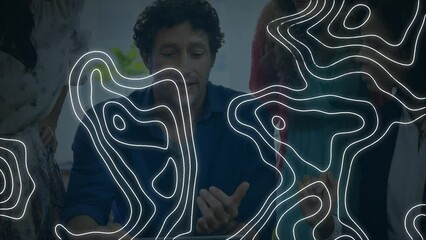 Poster - Animation of line map over talking business people