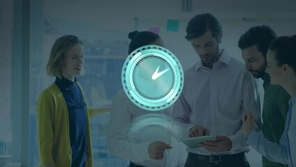 Poster - Animation of clock over talking business people