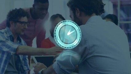 Poster - Animation of clock over talking business people