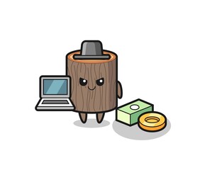 Poster - Mascot Illustration of tree stump as a hacker