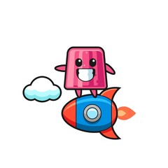 Sticker - jelly mascot character riding a rocket