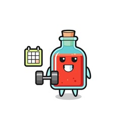 Wall Mural - square poison bottle mascot cartoon doing fitness with dumbbell