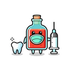 Wall Mural - Mascot character of square poison bottle as a dentist