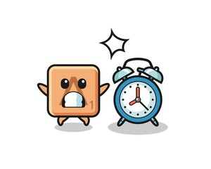 Poster - Cartoon Illustration of scrabble is surprised with a giant alarm clock