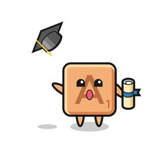 Sticker - Illustration of scrabble cartoon throwing the hat at graduation