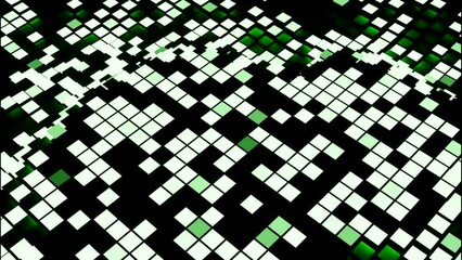 Poster - White and green squares. Design. A bright background on which small squares in 3D format rise and fall back.