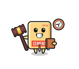 Sticker - Mascot cartoon of cement sack as a judge