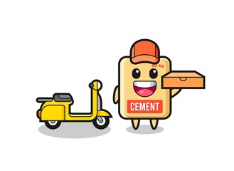 Sticker - Character Illustration of cement sack as a pizza deliveryman