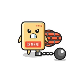 Sticker - Character mascot of cement sack as a prisoner