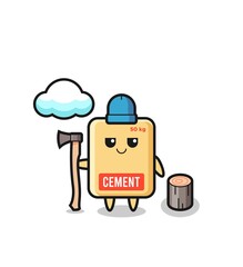 Poster - Character cartoon of cement sack as a woodcutter