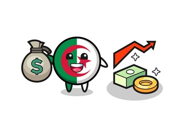 Wall Mural - algeria flag illustration cartoon holding money sack