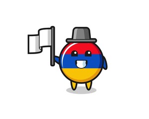 Sticker - Cartoon character of armenia flag holding a flag