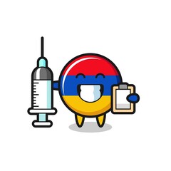 Wall Mural - Mascot Illustration of armenia flag as a doctor