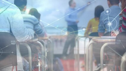 Poster - Animation of networks of connections over diverse schoolchildren and teacher in classroom