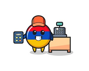 Wall Mural - Illustration of armenia flag character as a cashier