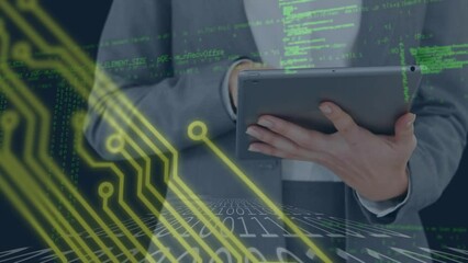 Poster - Animation of data processing over businessman