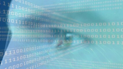Poster - Animation of data processing over businessman eye