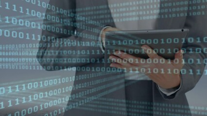 Poster - Animation of data processing over businessman