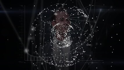 Poster - Animation of network of connections and globe over businessman